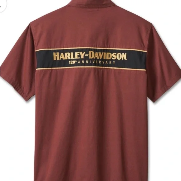 Harley-Davidson Men's 120th Anniversary Mechanic Shirt - Dark Red Size L - Picture 3 of 5
